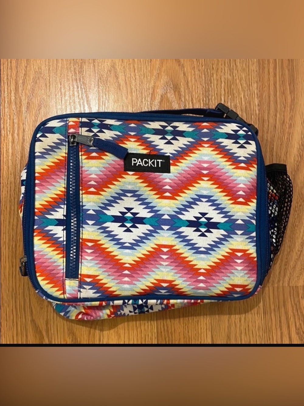 PackIT Multicolor Geometric Lunch Bag - Blue Trim
